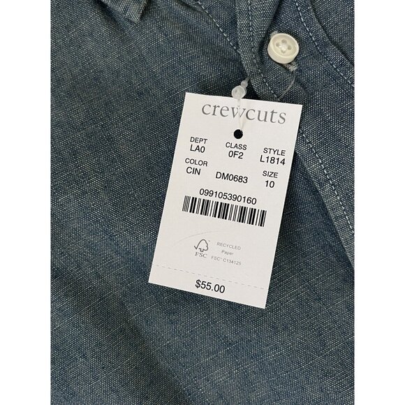 NWT J Crew Crewcuts Chambray Button Down Shirt Boys Size 10 L1814 $55 - Picture 4 of 9